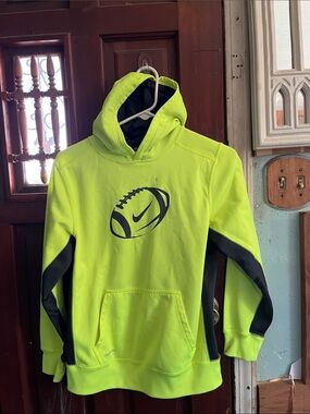 Nike Youth Neon Yellow & Black Football Pullover Hoodie